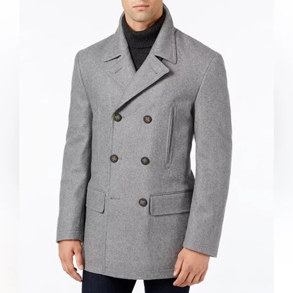 NWT Michael Kors Classic Fit Double Breasted Wool Blend Peacoat - Picture 3 of 4